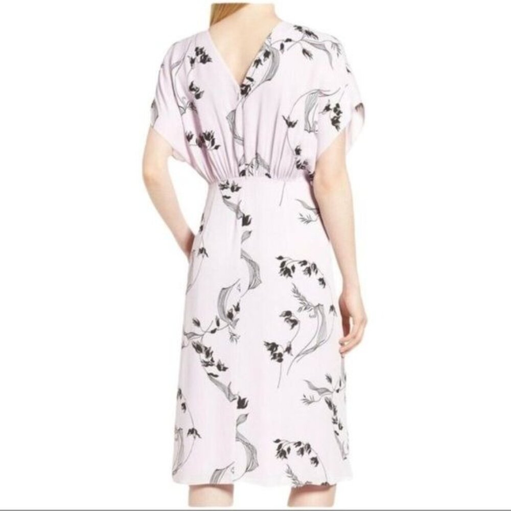 Lewit | Lavender Floral Print Faux Wrap midi Dress 14 - Picture 2 of 9